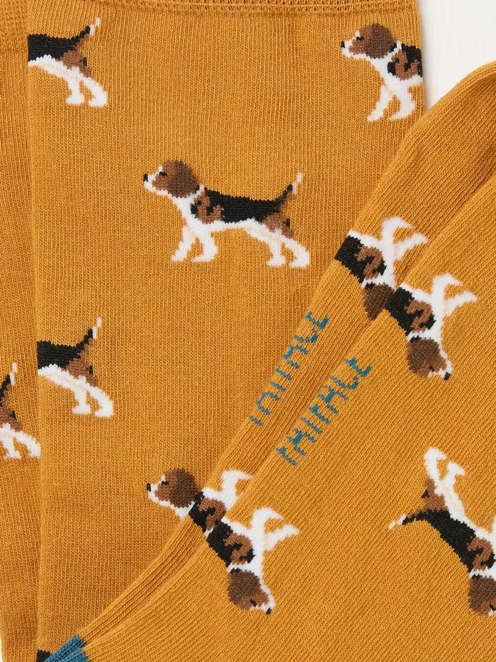 Men Socks Fat Face Yellow Beagle Socks Men Socks Fat Face Yellow Beagle Socks