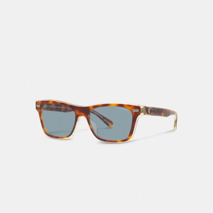 Men Sunglasses Coach Beveled Signature Square Sunglasses Tortoiseblue