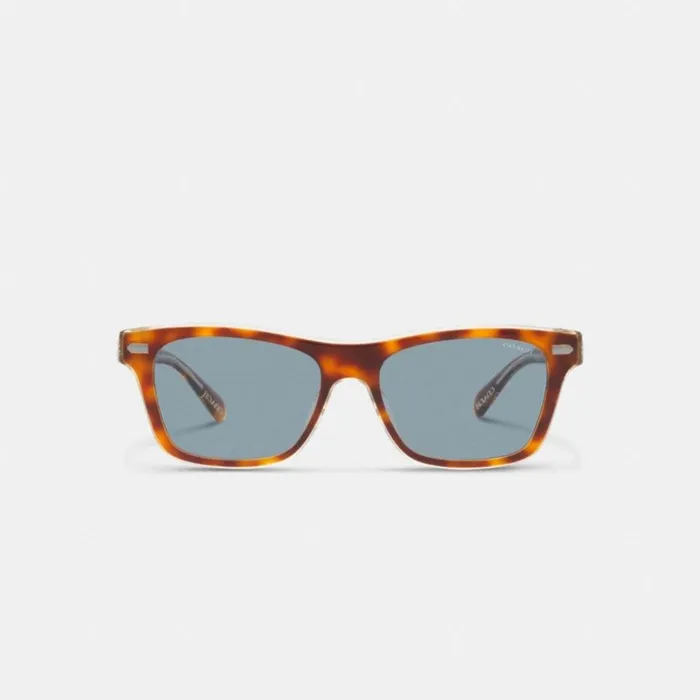 Men Sunglasses Coach Beveled Signature Square Sunglasses Tortoiseblue