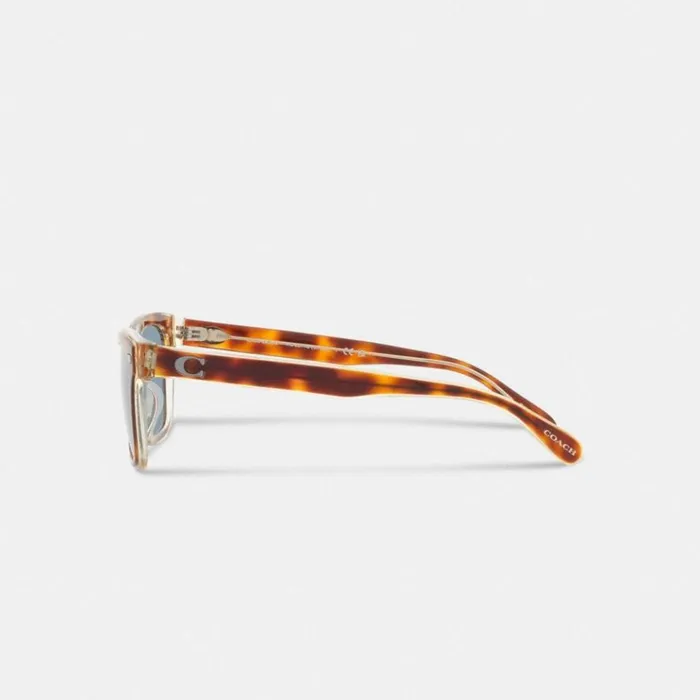 Men Sunglasses Coach Beveled Signature Square Sunglasses Tortoiseblue