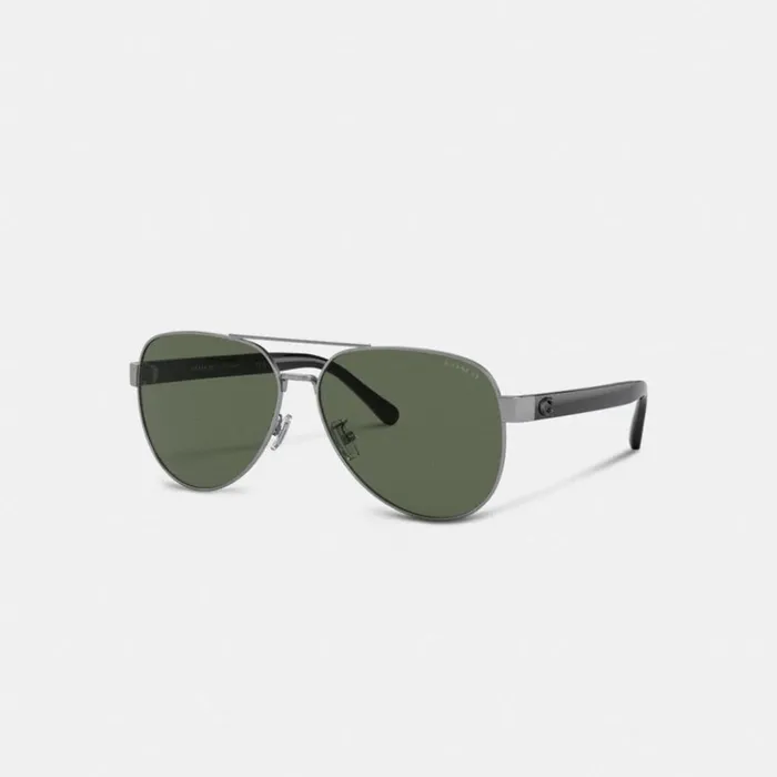 Men Sunglasses Coach Wire Frame Pilot Sunglasses Satin Gunmetal