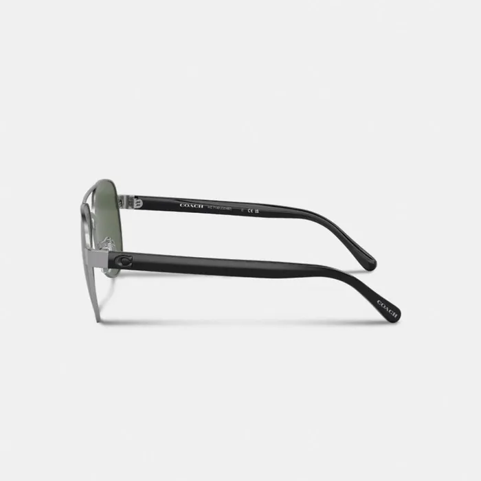 Men Sunglasses Coach Wire Frame Pilot Sunglasses Satin Gunmetal