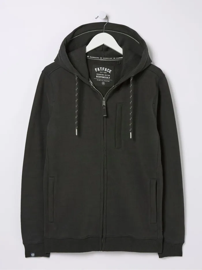 Men Sweatshirts and Hoodies Fat Face Brooke Black Zip Through Hoodie