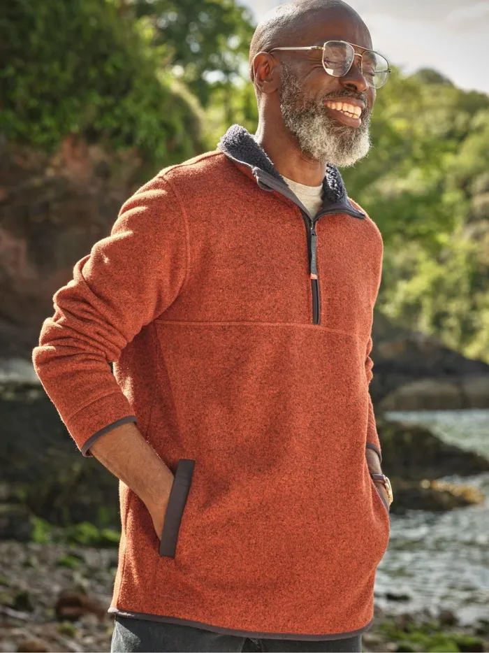 Men Sweatshirts and Hoodies Fat Face Haxby Burnt Orange Half Neck Sweatshirt