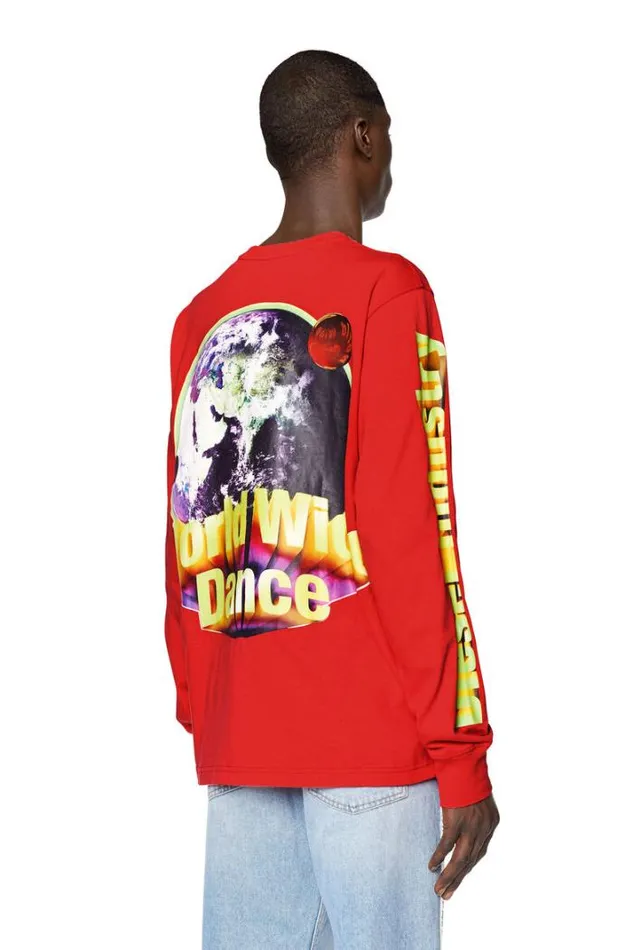 Men TJustLsL1 Red Diesel Tshirts Men TJustLsL1 Red Diesel Tshirts