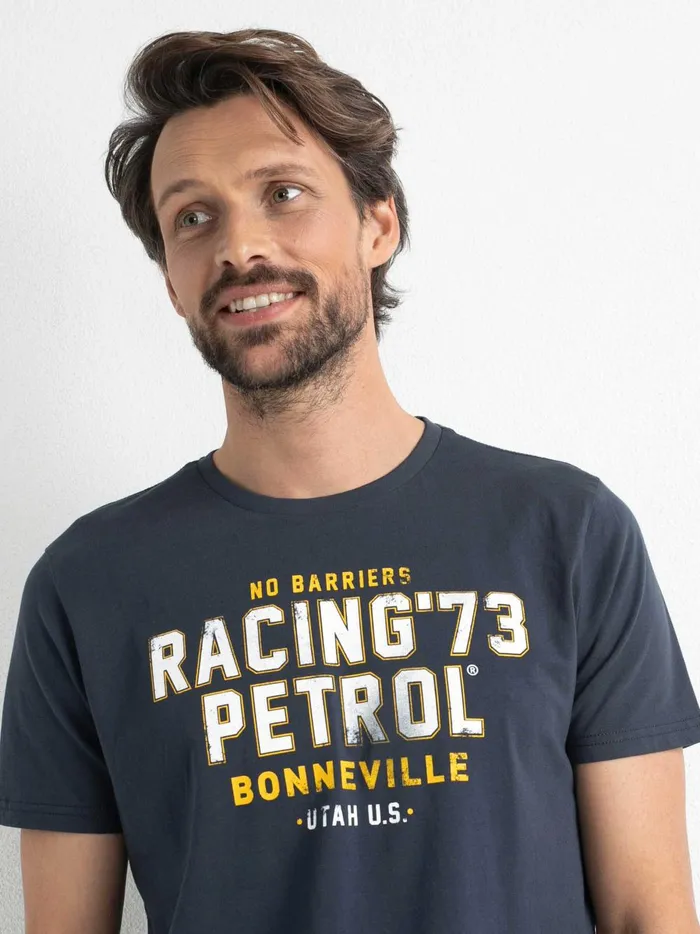 Men TShirts Petrol Industries Artwork TShirt Raven Grey