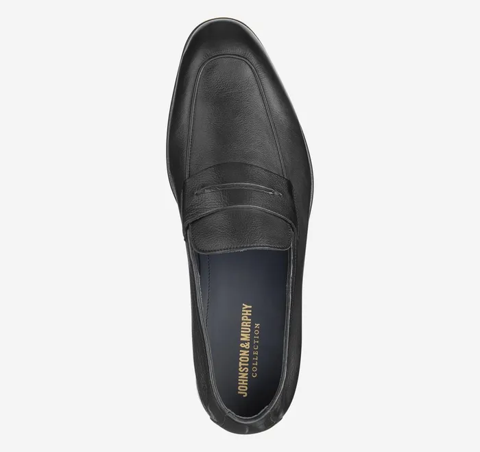 Men Taylor Penny Loafer Black Italian Calfskin JohnstonandMurphy SlipOns and Loafers