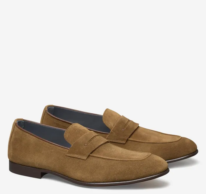 Men Taylor Penny Loafer Snuff Italian Suede JohnstonandMurphy SlipOns and Loafers