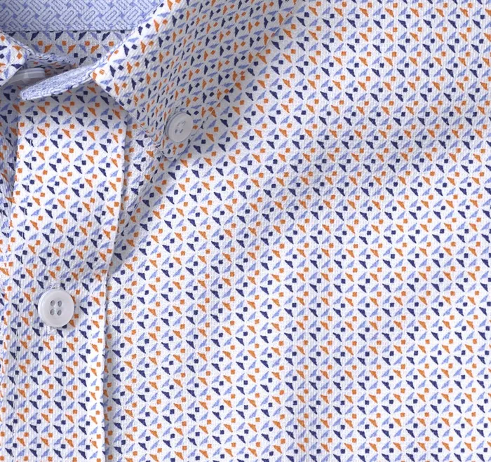 Men Textured Cotton ShortSleeve Shirt Orange Triangle Dot JohnstonandMurphy ShortSleeve Shirts Men Textured Cotton ShortSleeve Shirt Orange Triangle Dot JohnstonandMurphy ShortSleeve Shirts