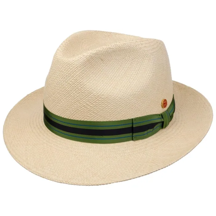 Men Trilby Hats Mayser Albenga Green Stripes Panama Hat Natural Green