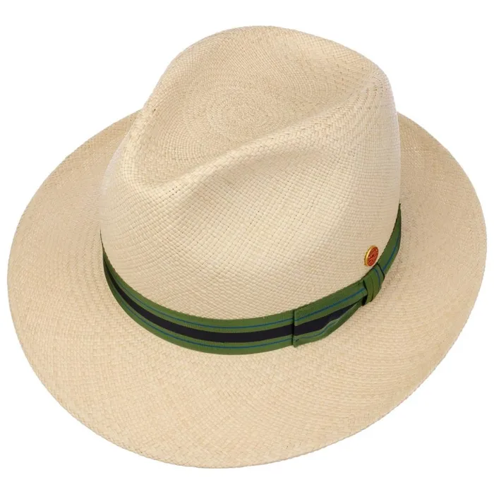 Men Trilby Hats Mayser Albenga Green Stripes Panama Hat Natural Green