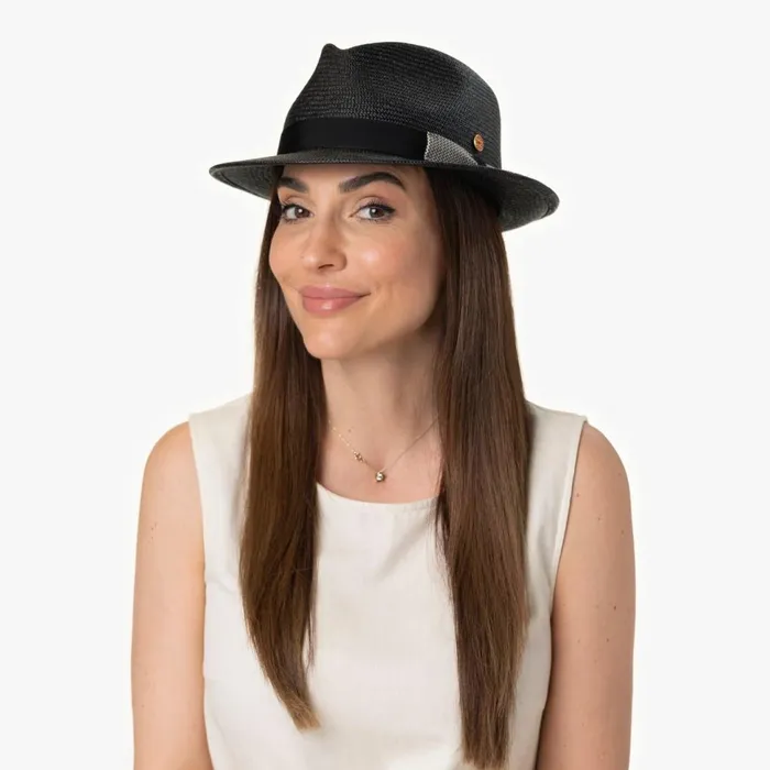 Men Trilby Hats Mayser Maleo Panama Hat Black Men Trilby Hats Mayser Maleo Panama Hat Black