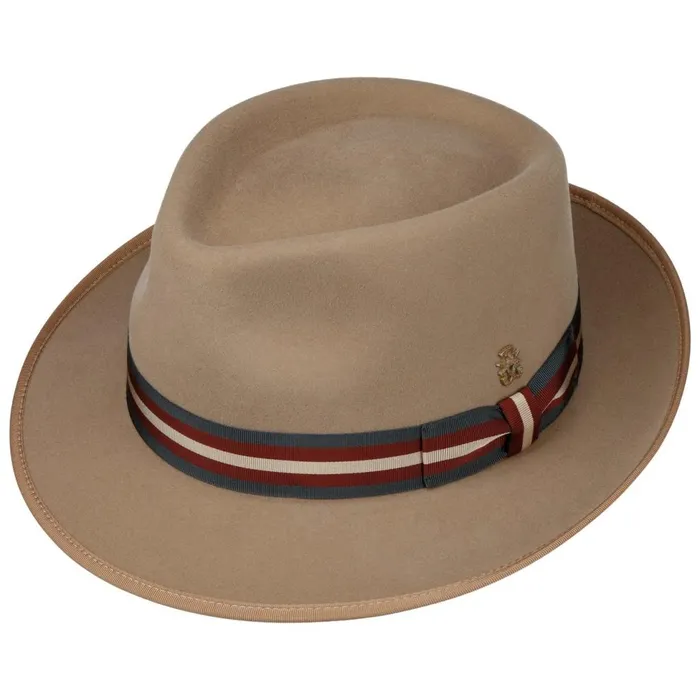 Men Trilby Hats Mayser Marcelo Stripes Wool Hat Zechbauer Beige Men Trilby Hats Mayser Marcelo Stripes Wool Hat Zechbauer Beige