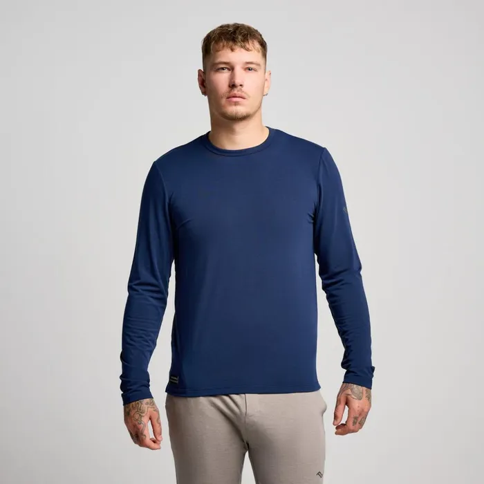 Men Triumph Long Sleeve Navy Saucony Tops