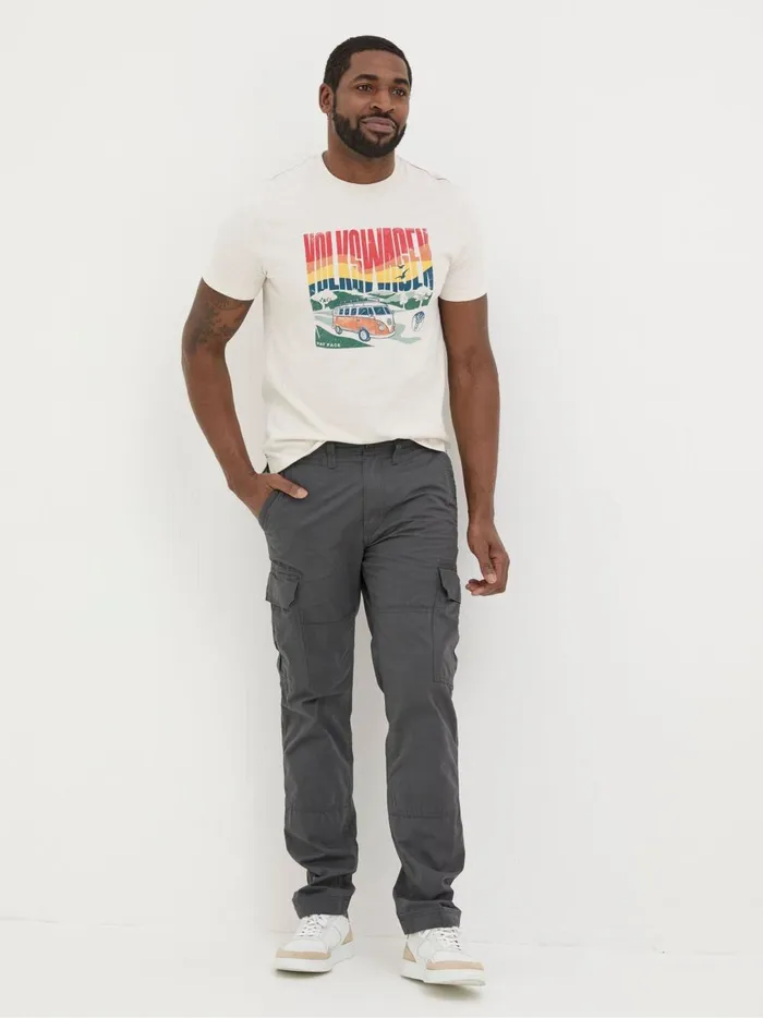 Men Trousers and Chinos Fat Face Corby Grey Straight Cargo Trousers