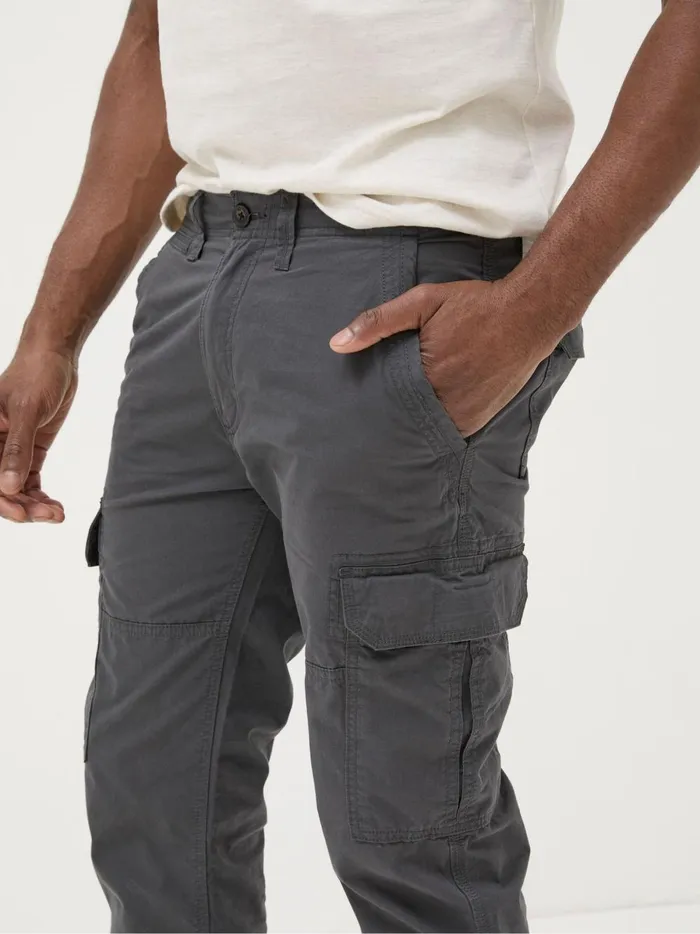 Men Trousers and Chinos Fat Face Corby Grey Straight Cargo Trousers