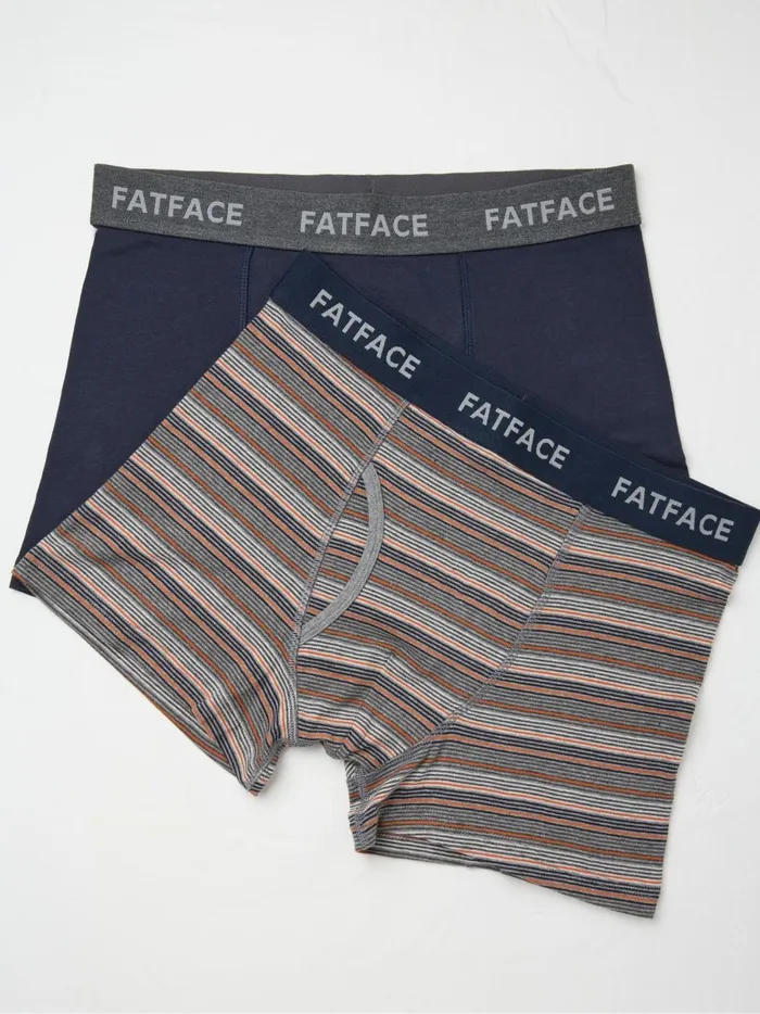 Men Underwear Fat Face Blue 2 Pack Compton Stripe Boxers