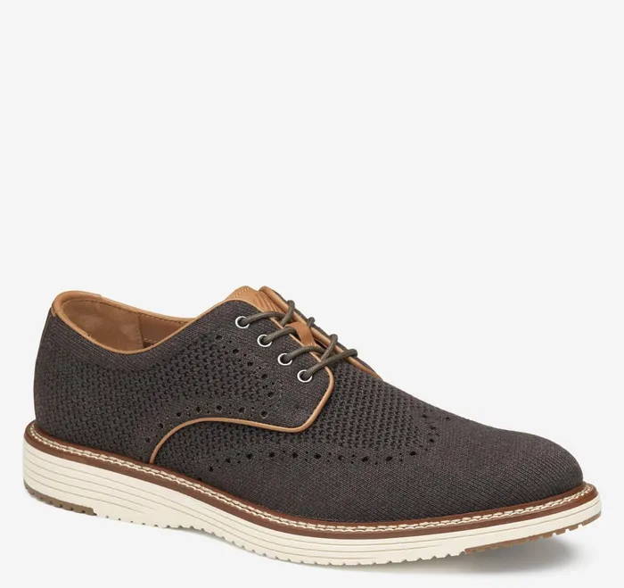 Men Upton Knit Wingtip Brown Heathered Knit JohnstonandMurphy LaceUps