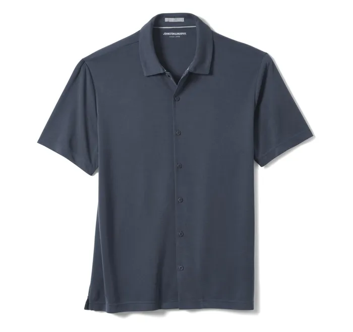 Men Vintage Birdseye ButtonFront Shirt Navy JohnstonandMurphy ShortSleeve Shirts Men Vintage Birdseye ButtonFront Shirt Navy JohnstonandMurphy ShortSleeve Shirts
