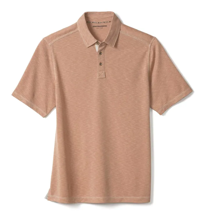 Men Vintage Slub Polo Peach JohnstonandMurphy Polos and Tees Men Vintage Slub Polo Peach JohnstonandMurphy Polos and Tees