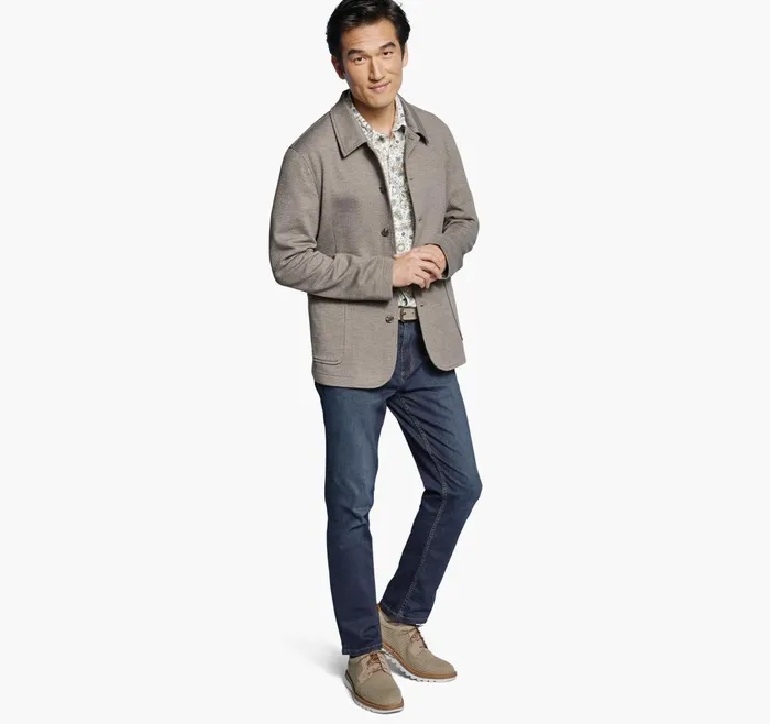 Men Xc Flex Knit FullButton Blazer Tan JohnstonandMurphy Blazers