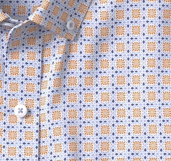 Men Xc4 LongSleeve StretchWoven Shirt Orangeblue Circle Cross Print JohnstonandMurphy Shirts Men Xc4 LongSleeve StretchWoven Shirt Orangeblue Circle Cross Print JohnstonandMurphy Shirts