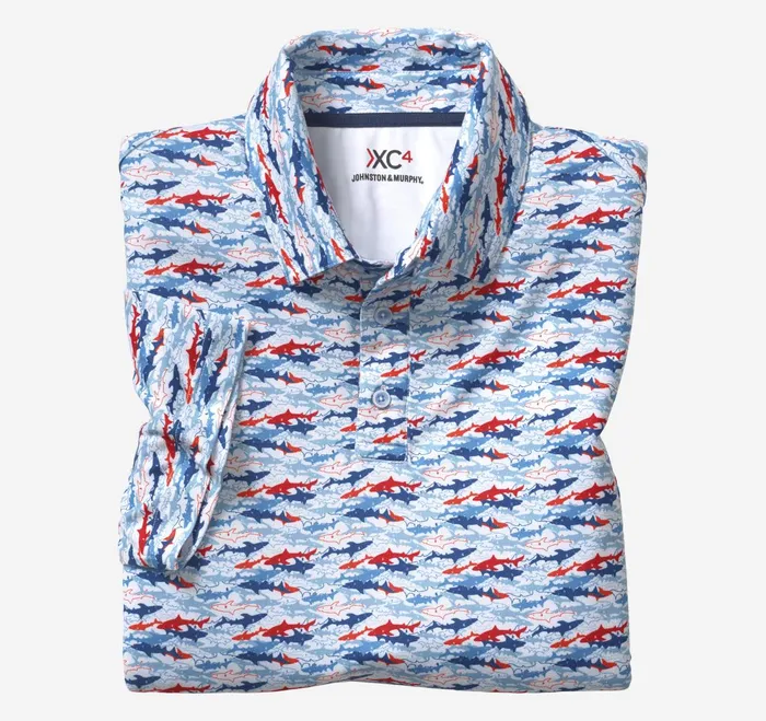 Men Xc4 Performance Polo Bluered Shark JohnstonandMurphy Polos and Tees Men Xc4 Performance Polo Bluered Shark JohnstonandMurphy Polos and Tees
