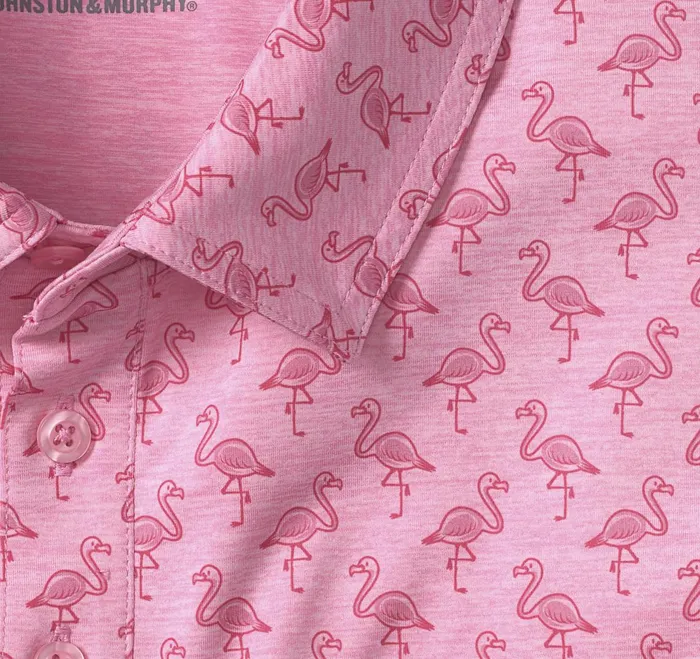 Men Xc4 Performance Polo Pink Tonal Flamingo JohnstonandMurphy Polos and Tees Men Xc4 Performance Polo Pink Tonal Flamingo JohnstonandMurphy Polos and Tees