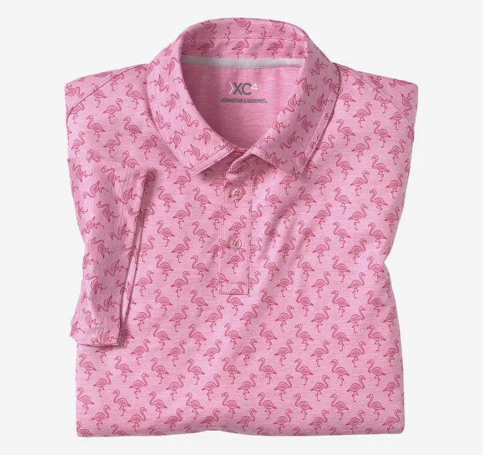 Men Xc4 Performance Polo Pink Tonal Flamingo JohnstonandMurphy Polos and Tees Men Xc4 Performance Polo Pink Tonal Flamingo JohnstonandMurphy Polos and Tees