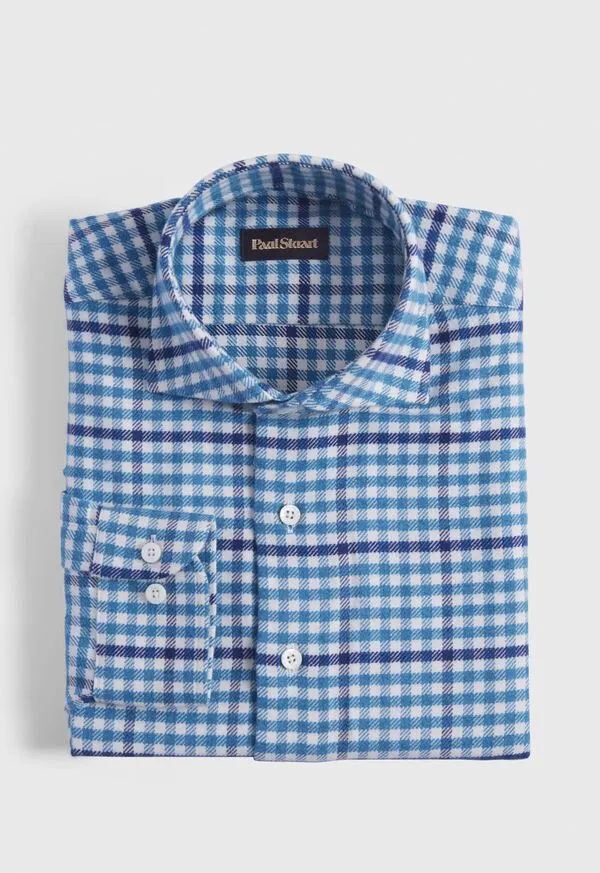Mens Flannel Small Plaid Sport Shirt Blue Sport Shirts Paulstuart
