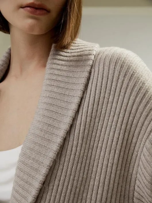 Merino Wool Shawl Collar Cardigan Women Jumpsuits Lilysilk Knitwear