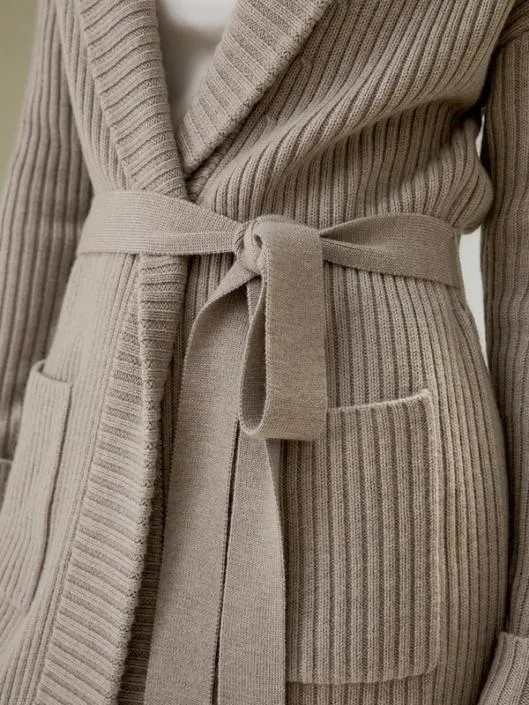 Merino Wool Shawl Collar Cardigan Women Jumpsuits Lilysilk Knitwear