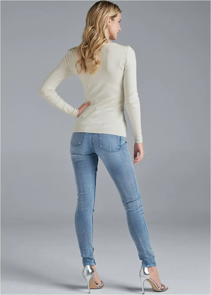 MESH DETAIL SWEATER White Women VENUS Pullover