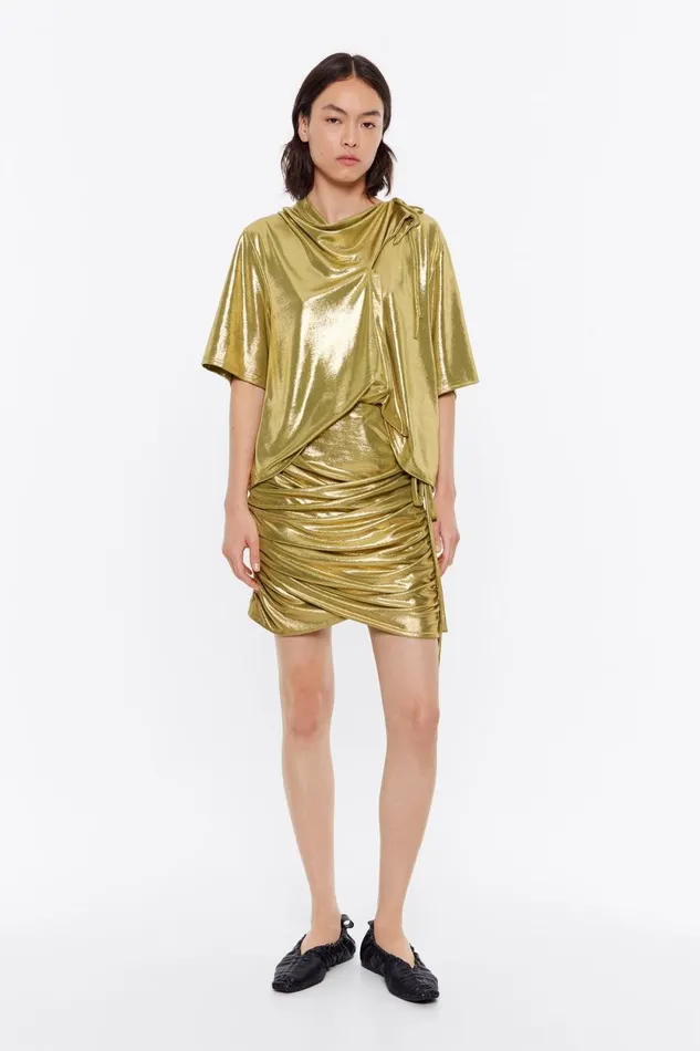 Metallic Olive Mini Skirt Olive Women Bimba Y Lola Skirts