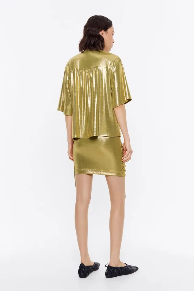 Metallic Olive Mini Skirt Olive Women Bimba Y Lola Skirts Metallic Olive Mini Skirt Olive Women Bimba Y Lola Skirts
