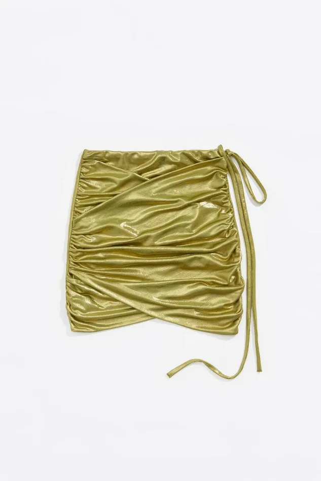 Metallic Olive Mini Skirt Olive Women Bimba Y Lola Skirts Metallic Olive Mini Skirt Olive Women Bimba Y Lola Skirts