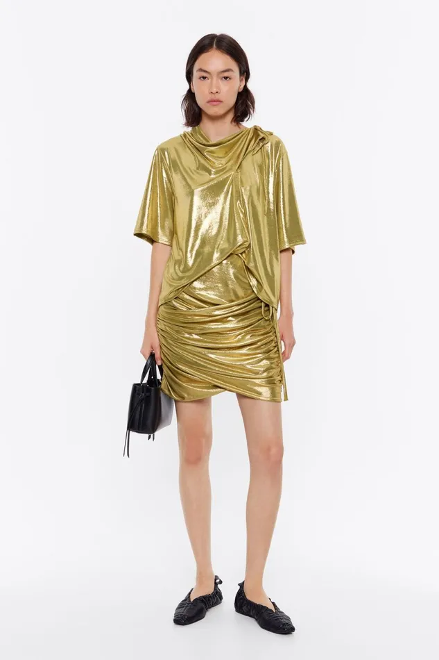 Metallic Olive Mini Skirt Olive Women Bimba Y Lola Skirts Metallic Olive Mini Skirt Olive Women Bimba Y Lola Skirts