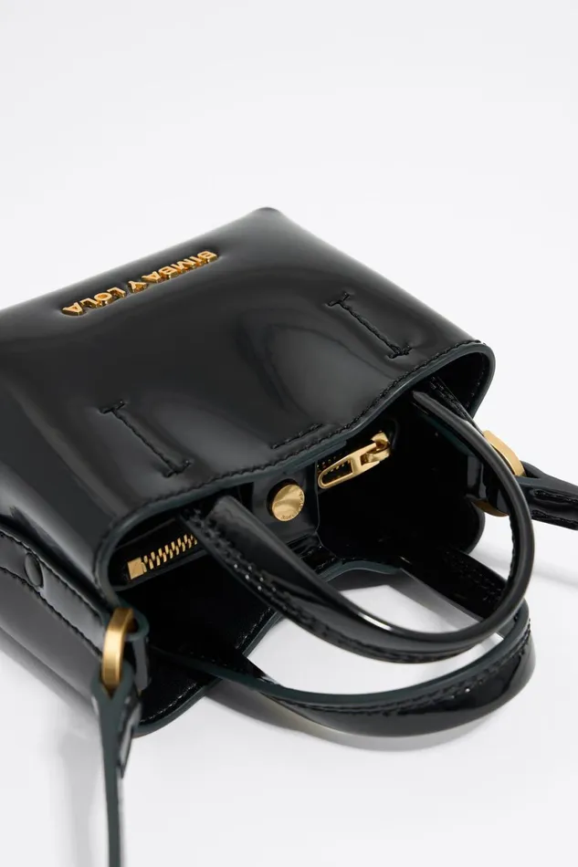 Micro Black Leather Chihuahua Bag Black Women Bimba Y Lola Crossbody Bags