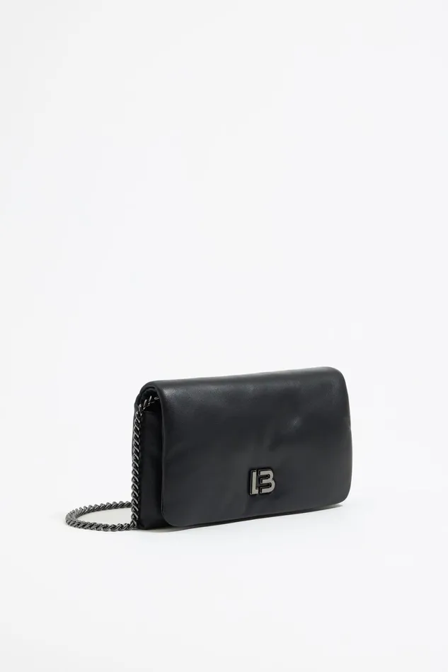 Mini Black Nappa Leather Flap Bag Black Women Bimba Y Lola Crossbody Bags