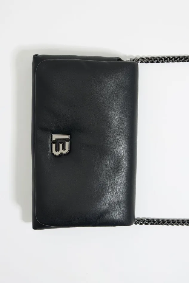 Mini Black Nappa Leather Flap Bag Black Women Bimba Y Lola Crossbody Bags