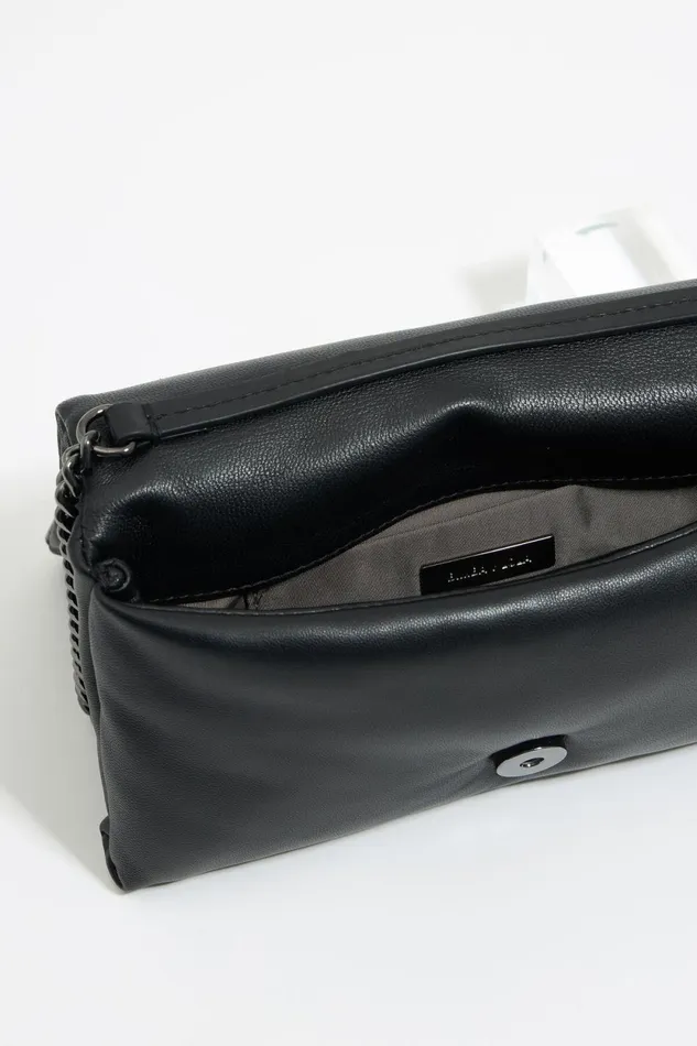 Mini Black Nappa Leather Flap Bag Black Women Bimba Y Lola Crossbody Bags