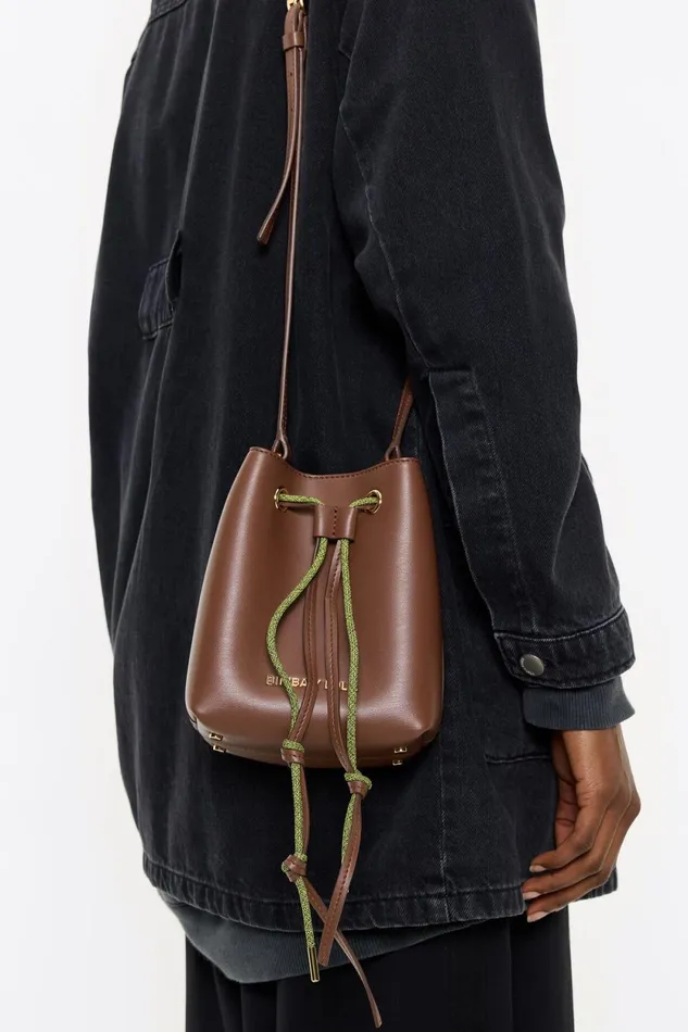 Mini Mocha Leather Chihuahua Bucket Bag Moka Women Bimba Y Lola Crossbody Bags
