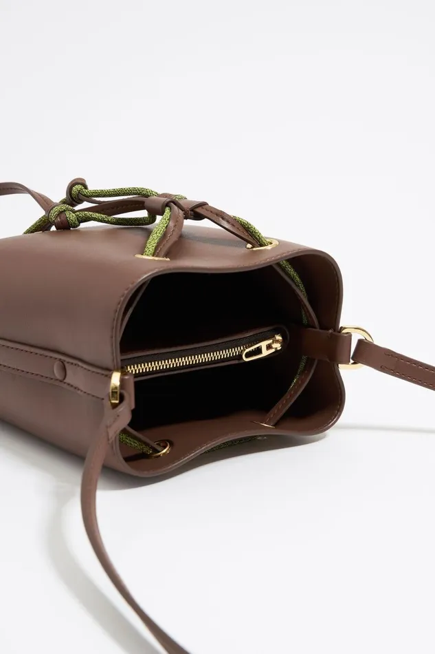 Mini Mocha Leather Chihuahua Bucket Bag Moka Women Bimba Y Lola Crossbody Bags