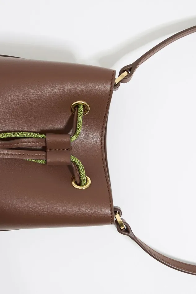 Mini Mocha Leather Chihuahua Bucket Bag Moka Women Bimba Y Lola Crossbody Bags