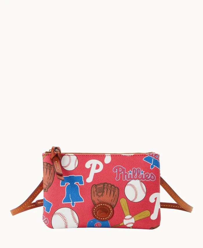 MLB Phillies Top Zip Crossbody Phillies Woman Dooney and Bourke Crossbodies