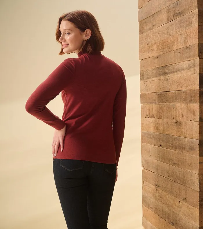 Mock Neck Top 8211 Russet Brown Hatley
