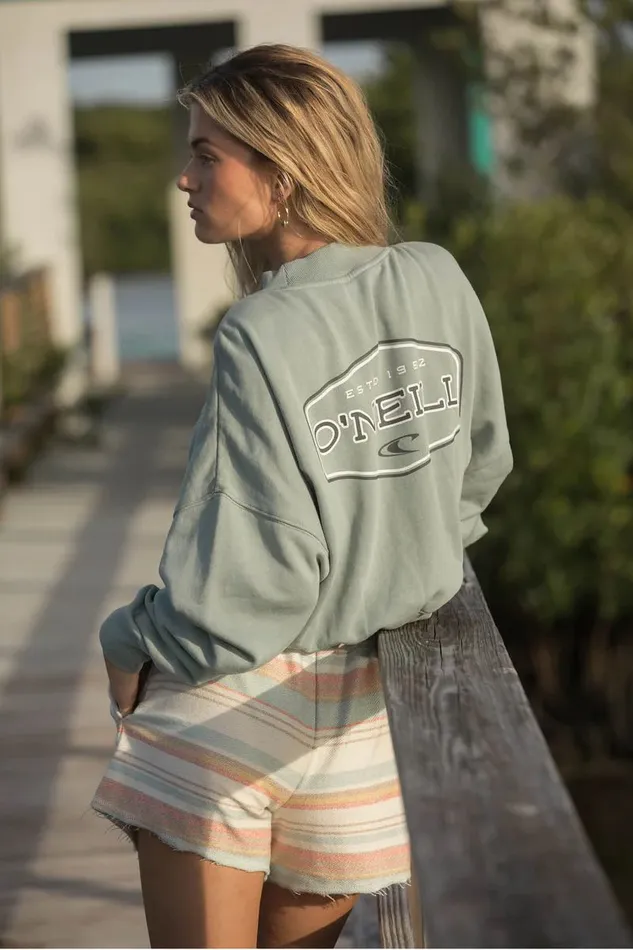 MOMENT CREW NECK CROPPED FLEECE Silver Blue Women O039NEILL Collections