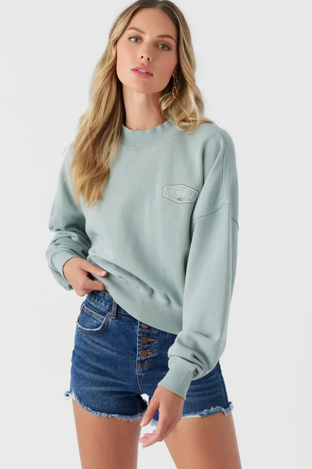MOMENT CREW NECK CROPPED FLEECE Silver Blue Women O039NEILL Collections