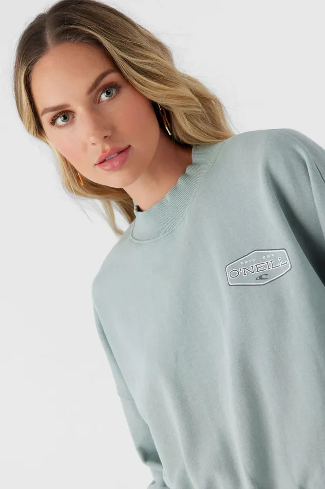 MOMENT CREW NECK CROPPED FLEECE Silver Blue Women O039NEILL Collections