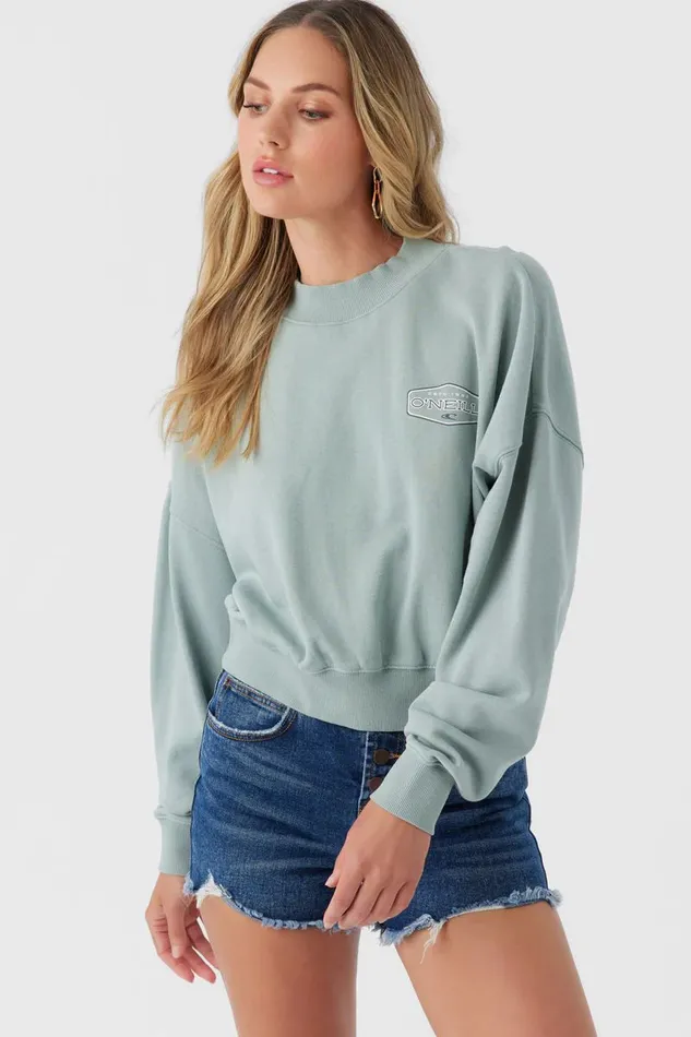 MOMENT CREW NECK CROPPED FLEECE Silver Blue Women O039NEILL Collections